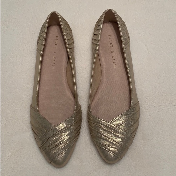 Kelly & Katie Shoes - Kelly & Katie gold shimmery flats